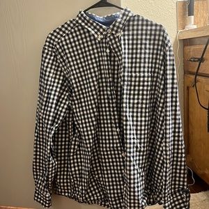 George XL Long Sleeved Button Down Blue and White